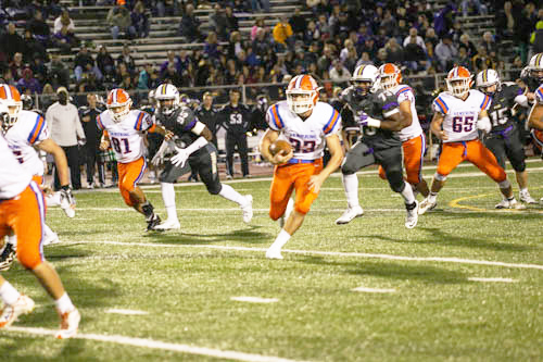 The River Hawks offensive line and senior running-back Zane Dudek had a record setting performance Friday against Plum. Armstrong defeated the Mustangs 56-28. (Photo Cred: Donna Bosco)