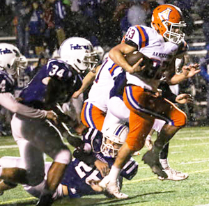 The Armstrong River Hawks blew past Connellsville (1-8) last Friday 60-7, this week the River Hawks will look to improve to 9-1 as they host the Kiski Area Cavaliers (4-5) for senior night. (Photo Credit: Donna Bosco)