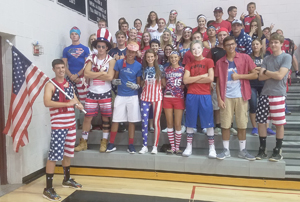 The loud and proud West Shamokin student section known as the “black hole” was not wearing much black; instead they came decked out in red, white, and blue for what the students called America night Monday evening when the Wolves faced off against Blairsville.