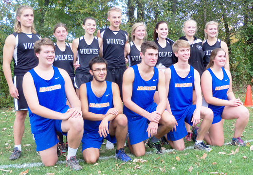 West Shamokin and Armstrong runners took time for a picture after they were celebrated on Tuesday during the Wolves senior night.
