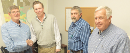 East Franklin Township Supervisors (L-R) Barry Peters, David Stewart and Dan Goldinger congratulate new Zoning Officer Greg McKelvey on his new appointment.