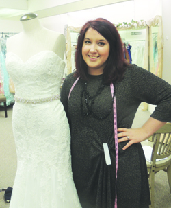 Rusted Rose Bridal Owner Shannon McDermott is finishing last alterations on this weekend's Armstrong County Bridal Show in Kittanning.
